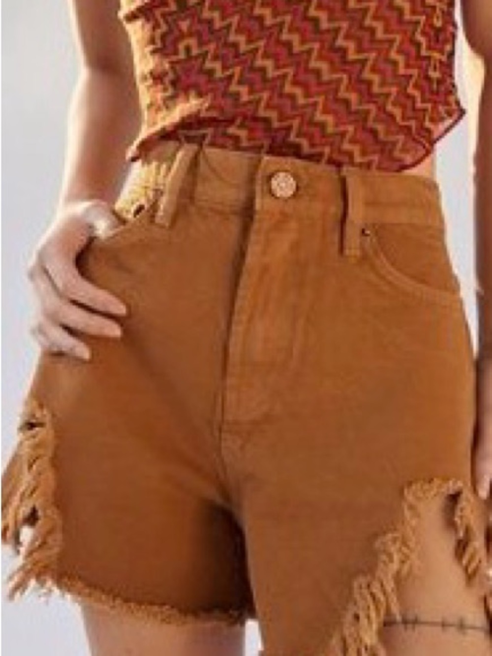 Urban Outfitters Rust Orange Distressed Frayed Denim Shorts